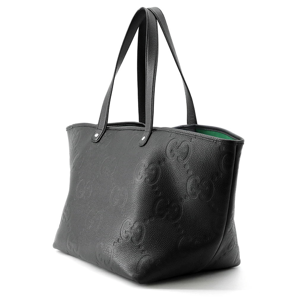 Gucci Leather Black GG Bag Jumbo Tote Black